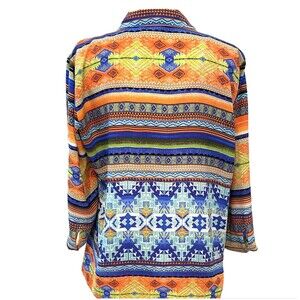 2 Pc Aztec Shirt Blouse Graphic Outfit Pleated Empire Baby Doll Scoopneck XL/L